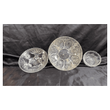 3 vintage clear glass bowls.