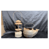 Antique lantern and kettle