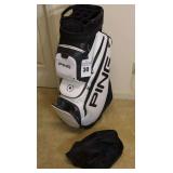 Ping DLX Golf Bag - 2024 Black & White 15 way Divide - 14 Pockets (Shoe/ Magnetic/ cooler/Umbrella/ etc.)
