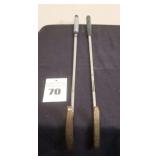 2 Vintage Acushnet Bulls Eye Putters by designer John Reuter Jr. Solid Brass & OSM5SPutter - (Handles have wear) Right/Left