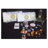 Variety of Political Collectables: McClain, Palin, Perot, Winfree Dunn, Sunquist, Alexander Licence Plates etc.