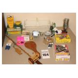 Variety of Kid items: Wood Fish pole, Domines, Crayons Jacks, Piggy Bank etc.