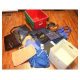 Variety of Bags, Shoulder Bags, Computer Bag, Money Bags, folding Storage Box, Throw Pillow all in tote