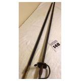 Vintage 19th Century Fraternal or Presentation Sword by Steinmetz & Keller - European Made Blade with Bronze Accent  Hilt with Scabbard