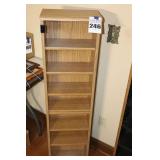 Wood display/media shelf with 6 adjustable shelves with glass front door 49"x13"x11.5"