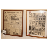 2 Framed Civil War items: Reproduction of Murfreesboro News from July 13,1863 (Confederate victory of Nathan Bedford Forest) & Framed Commanders in Gray" Civil War Series I cards
