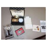 Variety of Disney items: Casio "Minnie Mouse Watch in case, Mini playing cards, Golf ball & tees set etc.