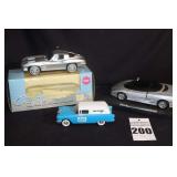 Variety of Collector Car Items: Revell Nazca (Italian Design Nazca) on stand, Auto Value Bank, Corvette Sting Ray Phone - in box (no cords)