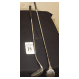2 Vintage Clubs: Tru Form USA Iron Stinger #5 Fairway Wood - Left & John Riley Tri-Liner 2 Putter - Mallet style -Right