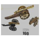 Vintage Brass Cannon with iron base - Decorated replica 1960 Cannon and additional cannons