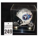 Collectable Kevin Mawae with scripture on signed TN Titan Mini Helmet in Plastic Case