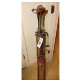 Vintage Golf Bag & Set of Clubs (mostly Spalding - drivers, irons, putters etc.)