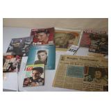 Variety of Elvis Presley Newspaper Clippings, Magazines, Magazines - Many in Plastic sleeves - Also included a Memphis Paper of His death