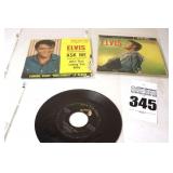 2 Vintage Elvis Presley 45s in original sleeves ("Playing For Keeps/Too Much" & "Ask Me/Rip It Up") & additional 45 stored in sleeve