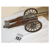 Denix Miniature Replica of 18th Century Louis XIV Field Cannon - Brass with embossing wood carriage - metal wheels with 2 removable rods