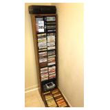 Wood Cassett Stand with large collection of Cassettes included including empty cassettes and holders and additional storage box (Louie Lamour, Willie Nelson, Oak Ridge Boys, George ones, Charlie Danie