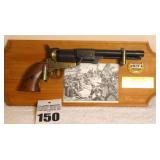 Vintage 1860 Griswold & Gunnison Replica Revolver (6 shot & ball) Brass Frame with wooden grip.  Mounted with Bullet Hangers, Confederate troops & CSA Badge