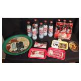 Variety of Coke items & Bottles: Christmas Bottles, Vintage Trays, Wall Bottle Opener,  etc.