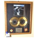 Framed Wall Display Elvis Presley 35th Anniversary Limited Edition Etched Gold Plated Record Set "Hound Dog" & "Don’t Be Cruel" - Numbered 2495/5000 with 24KT Gold Plate certificate with Plaque  22.