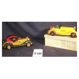 2 Vintage Wooden Handmade Model Cars