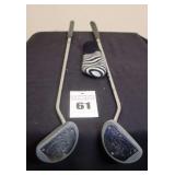 2 Zebra Golf Clubs: Vintage Ram Zebra Face Balance Mallet Putter Right & Vintage Ram Zebra Face Balance Mallet Putter - Left - one Head Cover