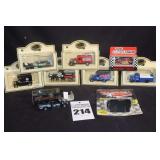 Variety of Matchbox car style collector cars (Chevron Cars - NRA, Racing, Trucks etc.) All in original boxes/containers