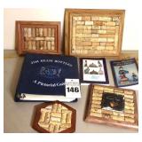 3 Vintage Jim Beam Resource Books & 4 Decorative wall/hot pads made from Wine corks