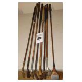 8 Antique/Vintage Wood Golf Clubs - Variety of Brands - Gene Sarazen, Nork rode, Peerless, MacGregor etc.