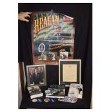 Variety of Ronald Regan Items: Poster, Framed Inaugural Invitation, Coffee Table Books, Pictures, Buttons etc.