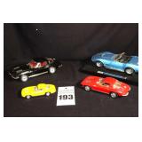 4 Chevrolet Corvette Die Cast Collector Cars: Blue 