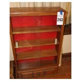 Wood Display Case - 4 shelves with sliding glass front doors and bottom drawer  35"x22"x7"