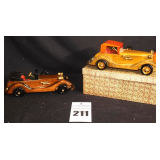 2 Vintage Wooden Handmade Model Cars