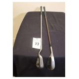 2 Vintage Clubs: MacGregor  Tommy Armor Silver Scot Touring S-20 Sand Iron Wedge - Chrome Finish - Left & Golden Touch Jerry Barber Pitching Wedge - Steel Shaft - Both Left