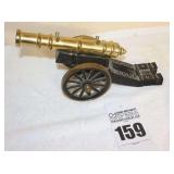 Vintage Brass & Cast Iron Base Cannon
