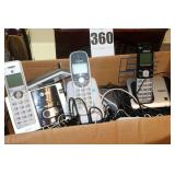 Box of Cordless Telephone systems: V Tech, Att  - Multi bases and hand sets