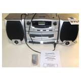 Supersonic Portable Bluetooth Boombox with Speakers an remote: AM FM Radio/Double cassette with dubbing/CD player etc.
