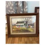 Vintage Framed Print of the Watercolor Painting 'Country House' by Pennsylvania Impressionist Artist Ranulph Bye (1916–2003) - 25”x19”