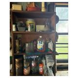 Salvage Lot - Garage Left Wood Shelving Unit with Contents - Must Take All, Bring Boxes