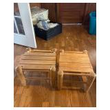 2 Wood Foot Stools (1 with Missing Slat)