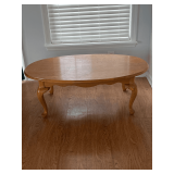 Oval Oak Coffee Table with Queen Anne Legs - 48”x27”x16.25”H