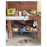 Homemade Table With Contents - Buyer Must Take All, Bring Boxes