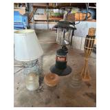 Propane Light, Small Converted Oil Lamp, 2 Insulators and Home Decor