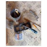 Transparent Table Saw Cover, Hand Mitre Saw, Screwdrivers and Hardware