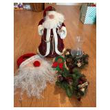 15” Santa, 2 Door Hangers and 2 Candle Holders 1 with Chimney