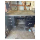 Metal Desk with Contents - 51.5Wx32Dx30.5H