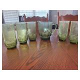 Vintage Anchor Hocking Heritage Hill Avocado Green Glass Drinkware - 5 Glasses and Pitcher