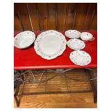 Serving Pieces, 1 Cup and 3 Saucers - Winterling-Bavaria Company in the Heritage (Rosebuds) Pattern