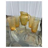 Anchor Hocking 'Springsong' Drinkware Set in Honey Gold Amber Glass