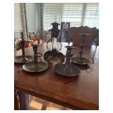 Brass Candle Holders, Brass Horns and a Small Lantern