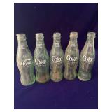 5 Vintage Coke Bottles